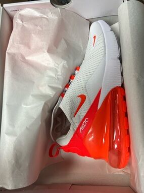 Nike Air Max 270 White with Bright Crimson Accents